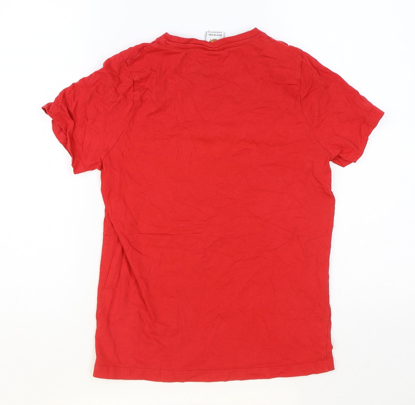 F&F Boys Red Cotton Basic T-Shirt Size 11-12 Years Round Neck Pullover - Manchester Utd
