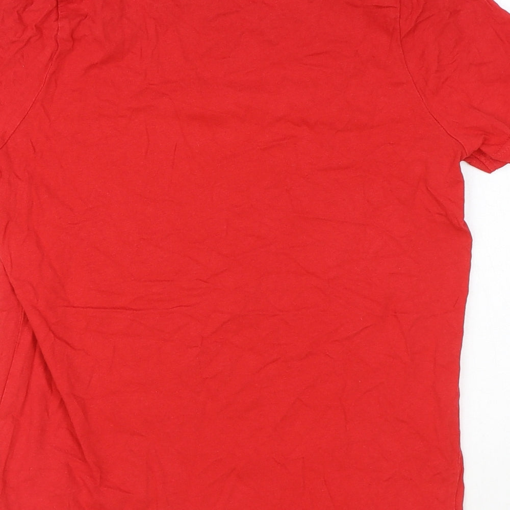 F&F Boys Red Cotton Basic T-Shirt Size 11-12 Years Round Neck Pullover - Manchester Utd