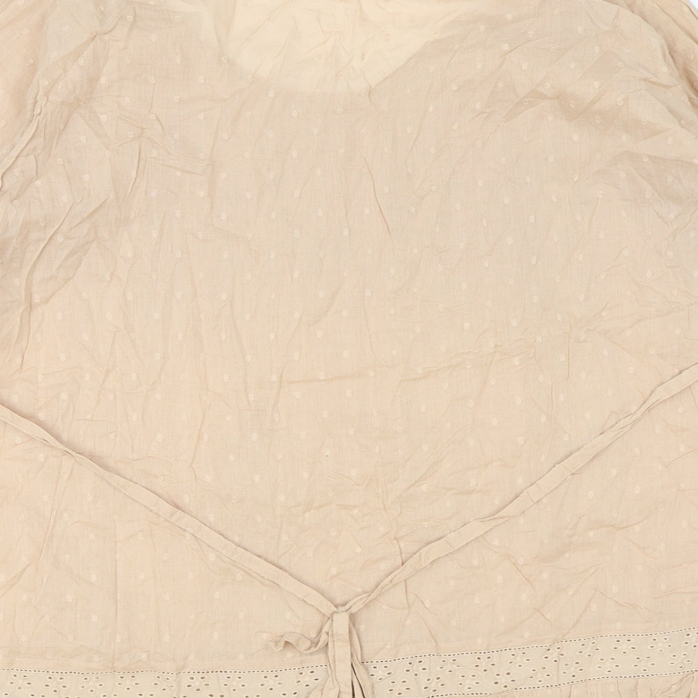 Glamorosa Womens Beige Cotton Basic Blouse Size 28 Round Neck