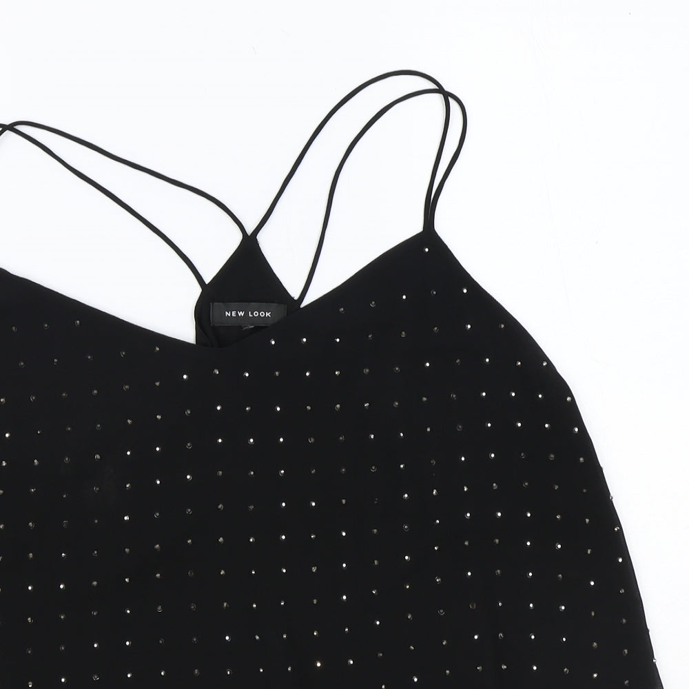 New Look Womens Black Polyester Basic Blouse Size 18 V-Neck