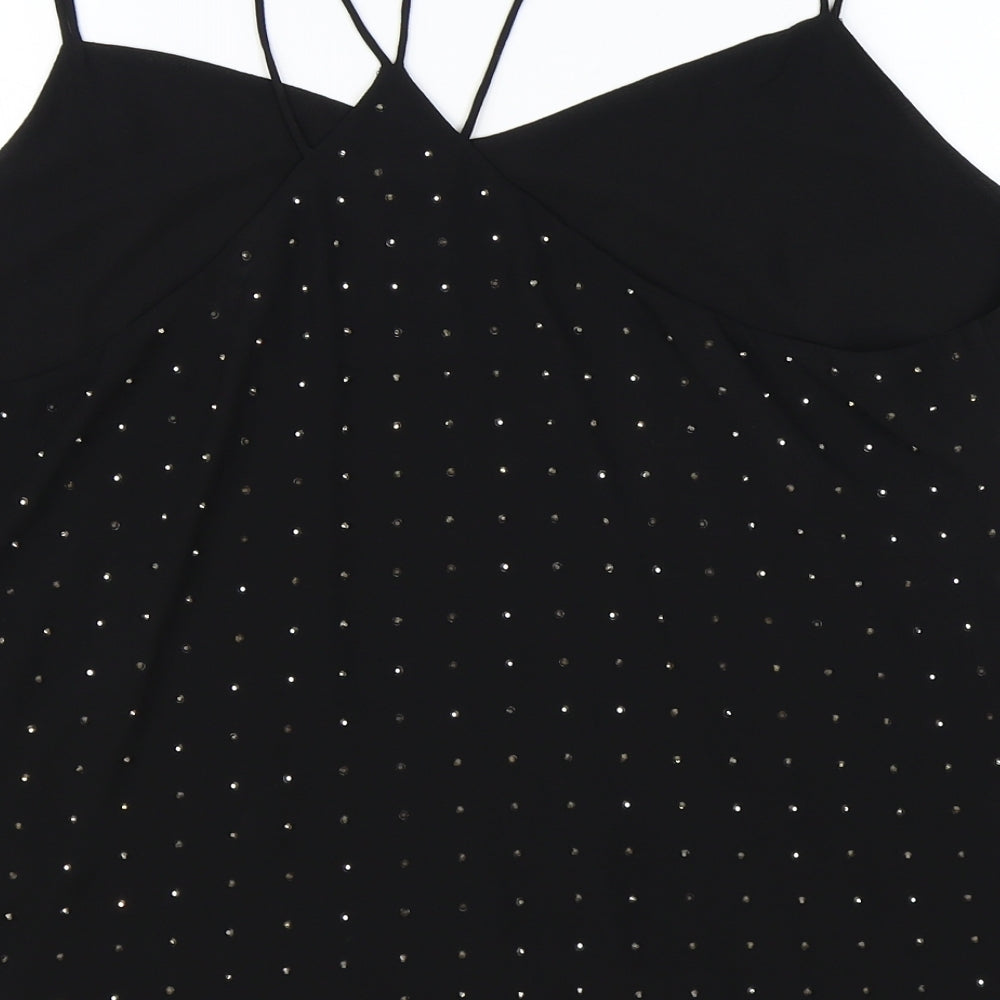 New Look Womens Black Polyester Basic Blouse Size 18 V-Neck