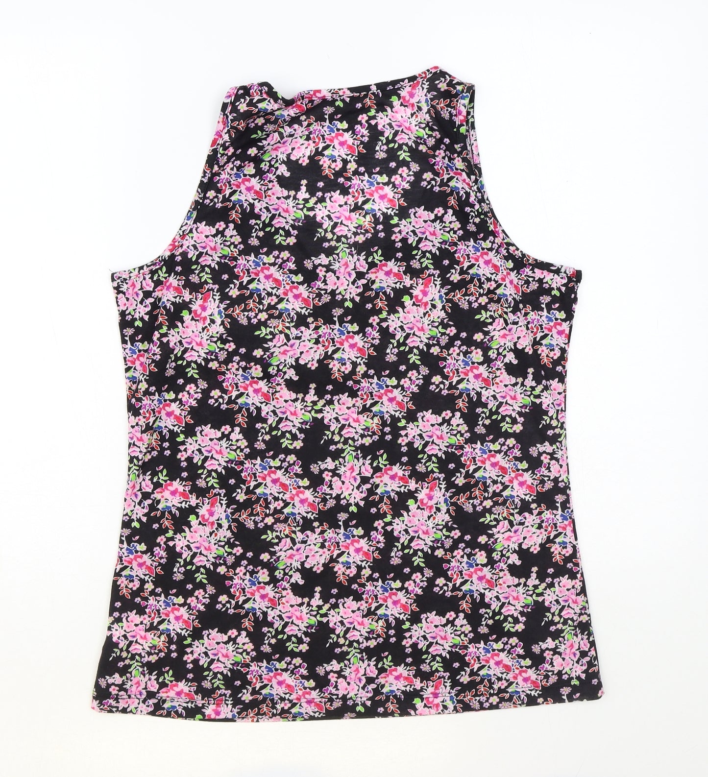 Peacocks Womens Multicoloured Floral Polyester Basic T-Shirt Size 14 Round Neck