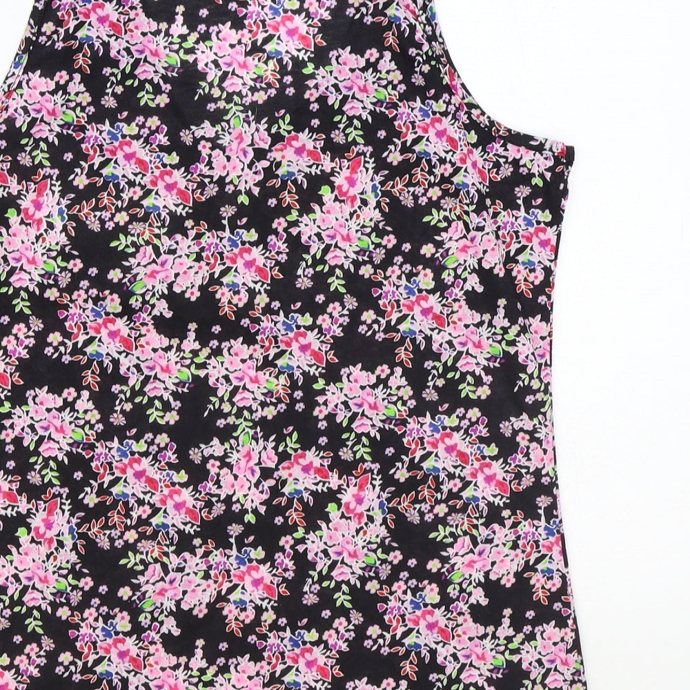 Peacocks Womens Multicoloured Floral Polyester Basic T-Shirt Size 14 Round Neck