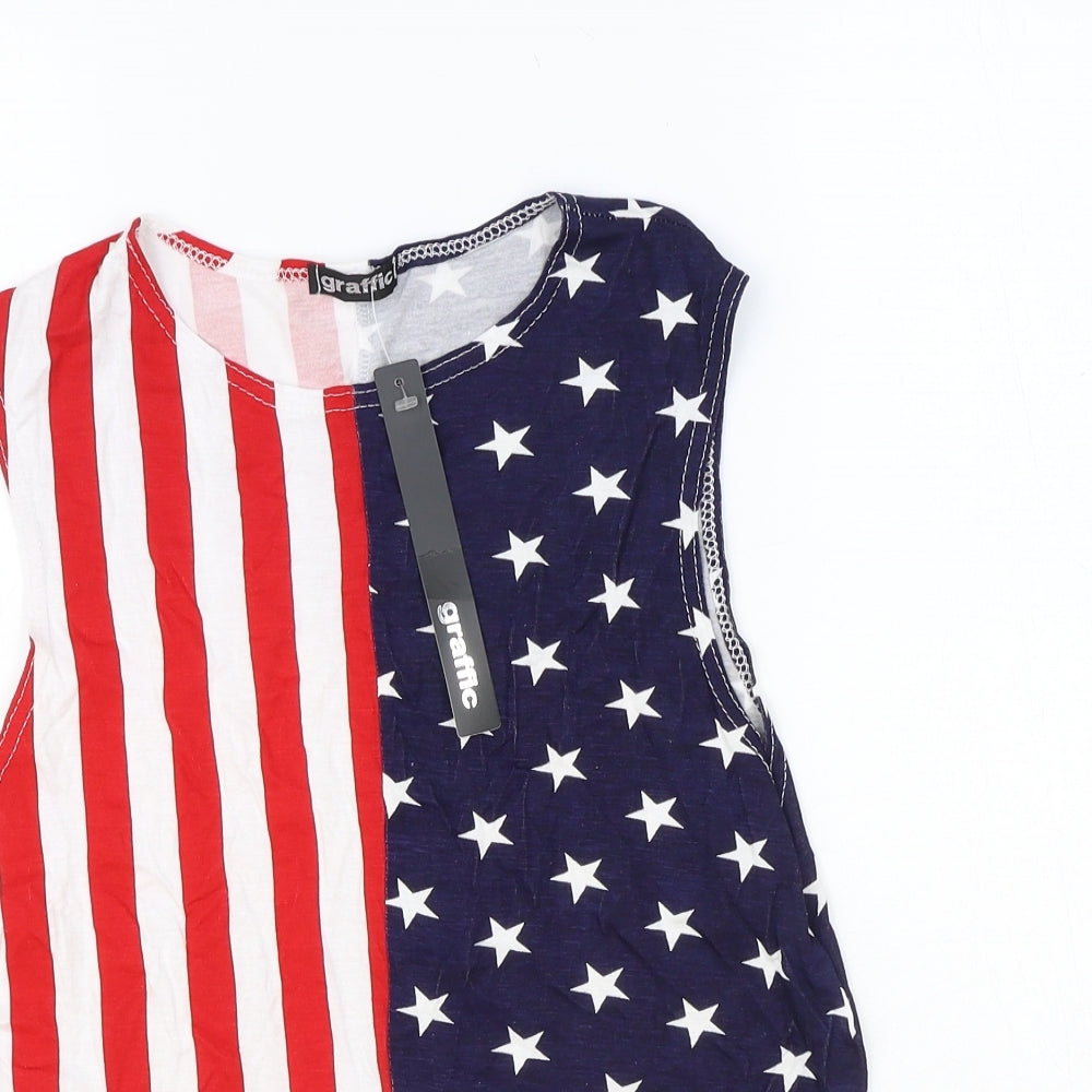 Graffic Womens Multicoloured Viscose Basic T-Shirt Size S Round Neck