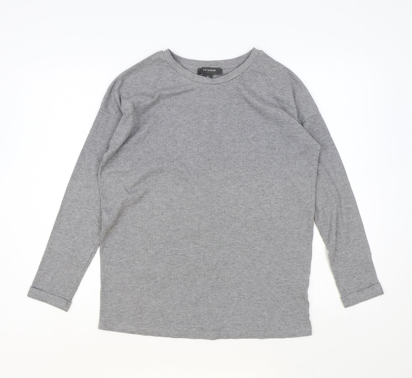 Primark Womens Grey Round Neck Cotton Pullover Jumper Size 2XS