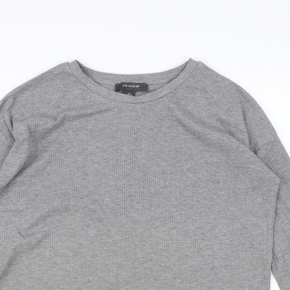 Primark Womens Grey Round Neck Cotton Pullover Jumper Size 2XS