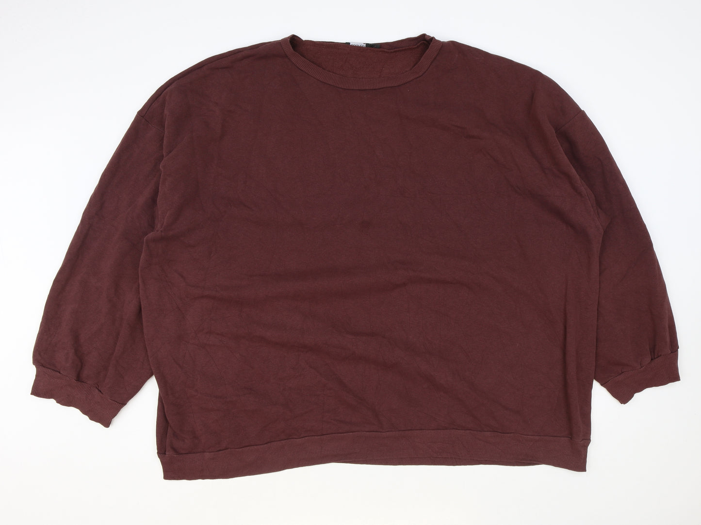 Boohoo Womens Brown Cotton Pullover Sweatshirt Size 24 Pullover