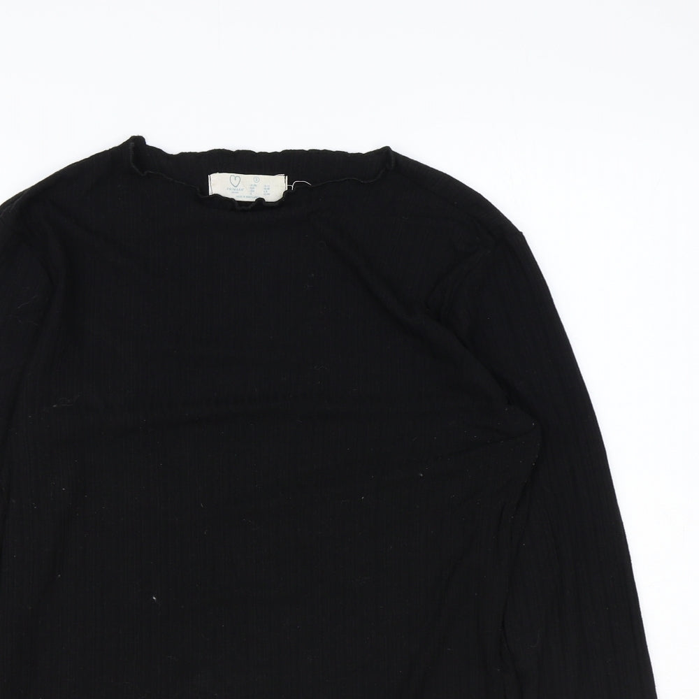 Primark Womens Black Polyester Basic T-Shirt Size S High Neck