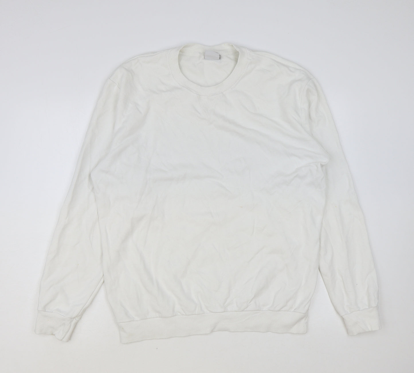 Zara Womens White Cotton Pullover Sweatshirt Size XL Pullover