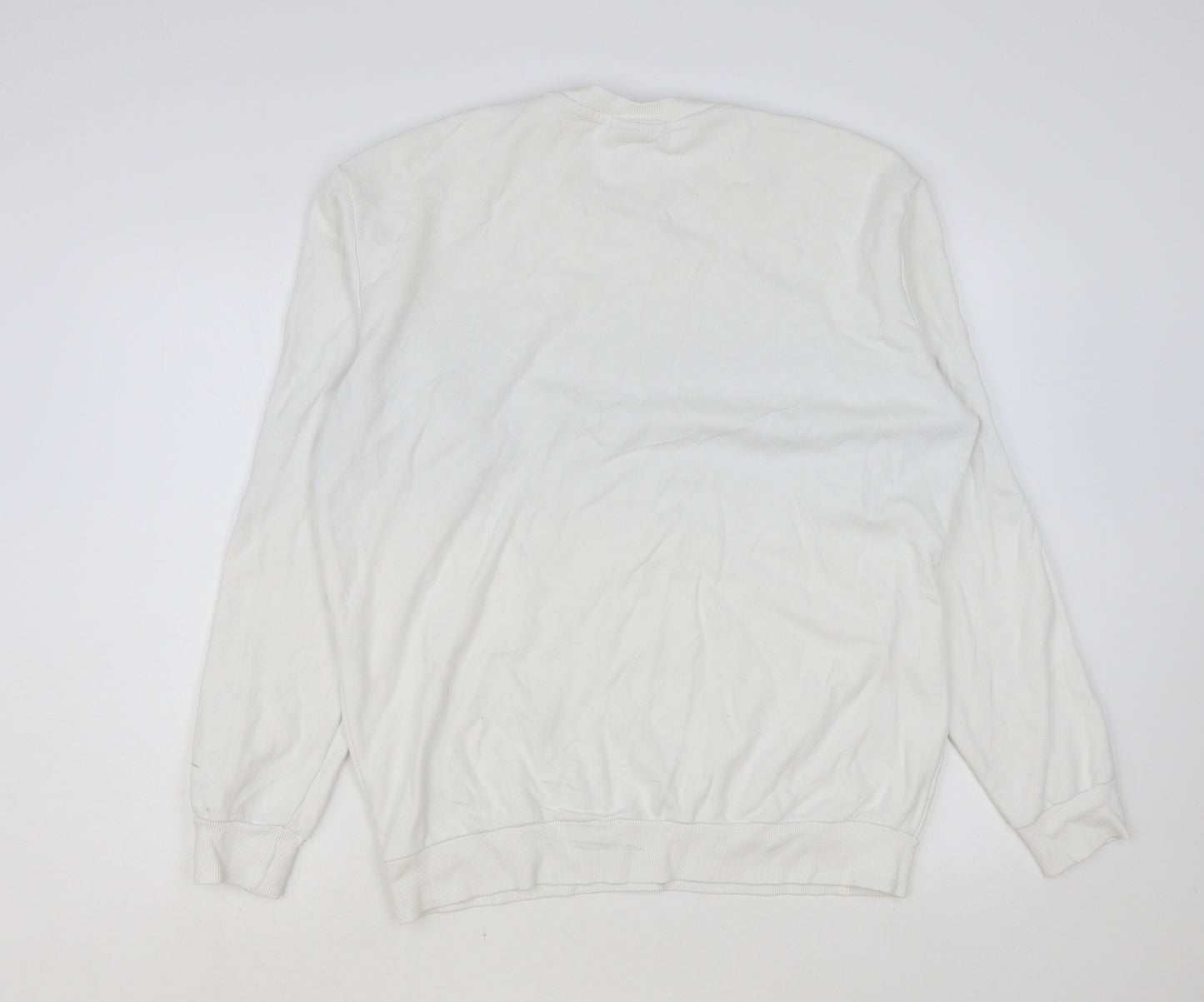 Zara Womens White Cotton Pullover Sweatshirt Size XL Pullover