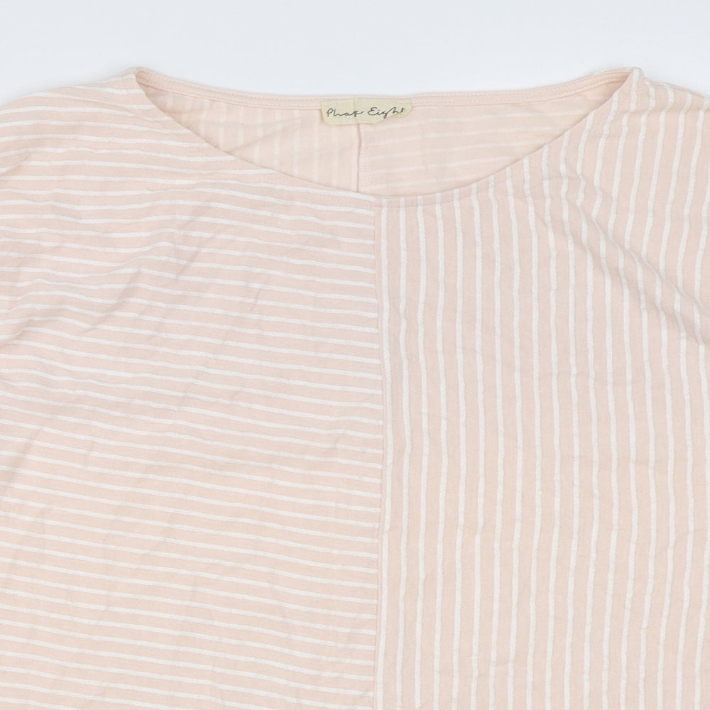 Phase Eight Womens Pink Striped Polyester Basic T-Shirt Size 12 Round Neck