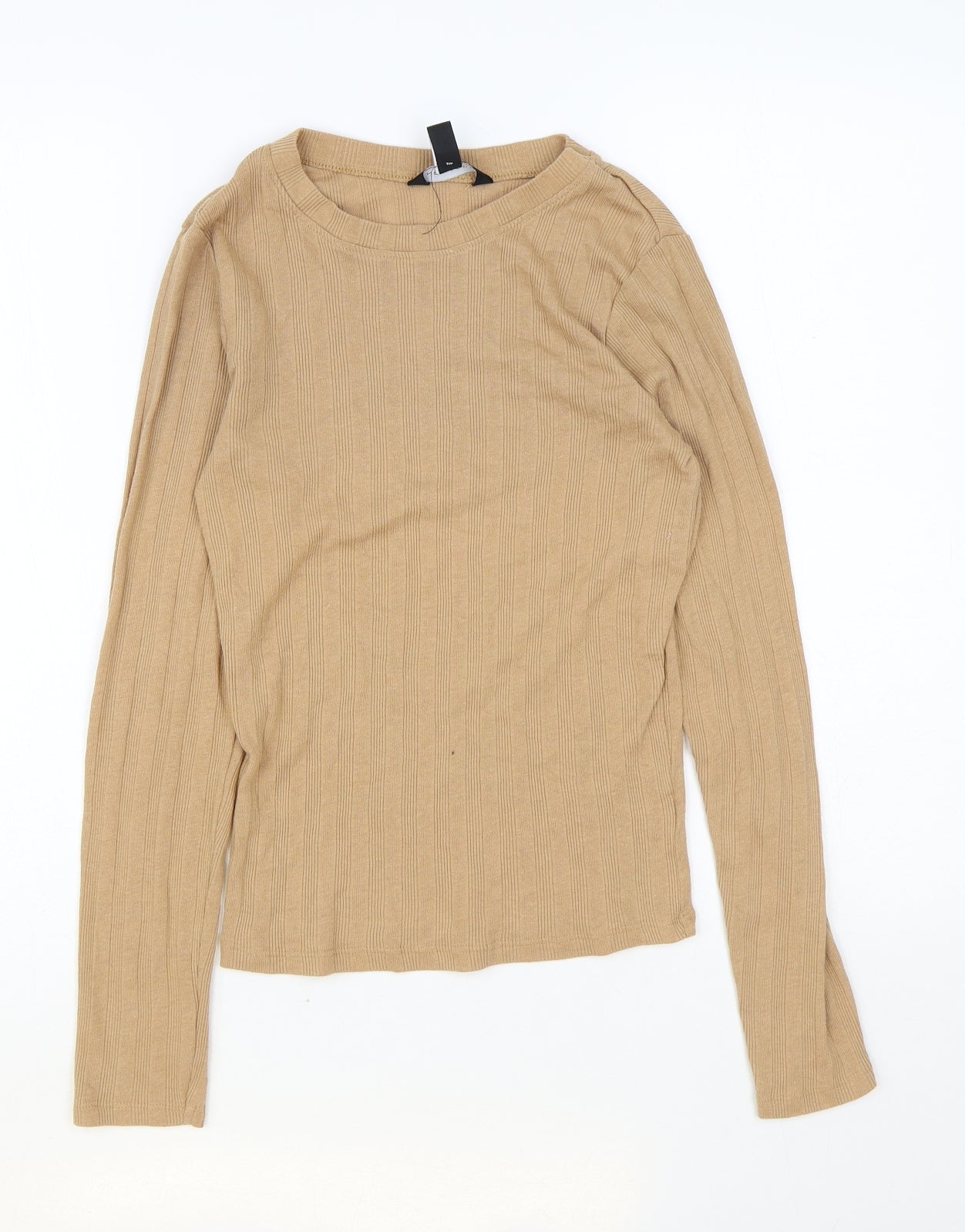 New Look Womens Brown Acrylic Basic T-Shirt Size 12 Round Neck