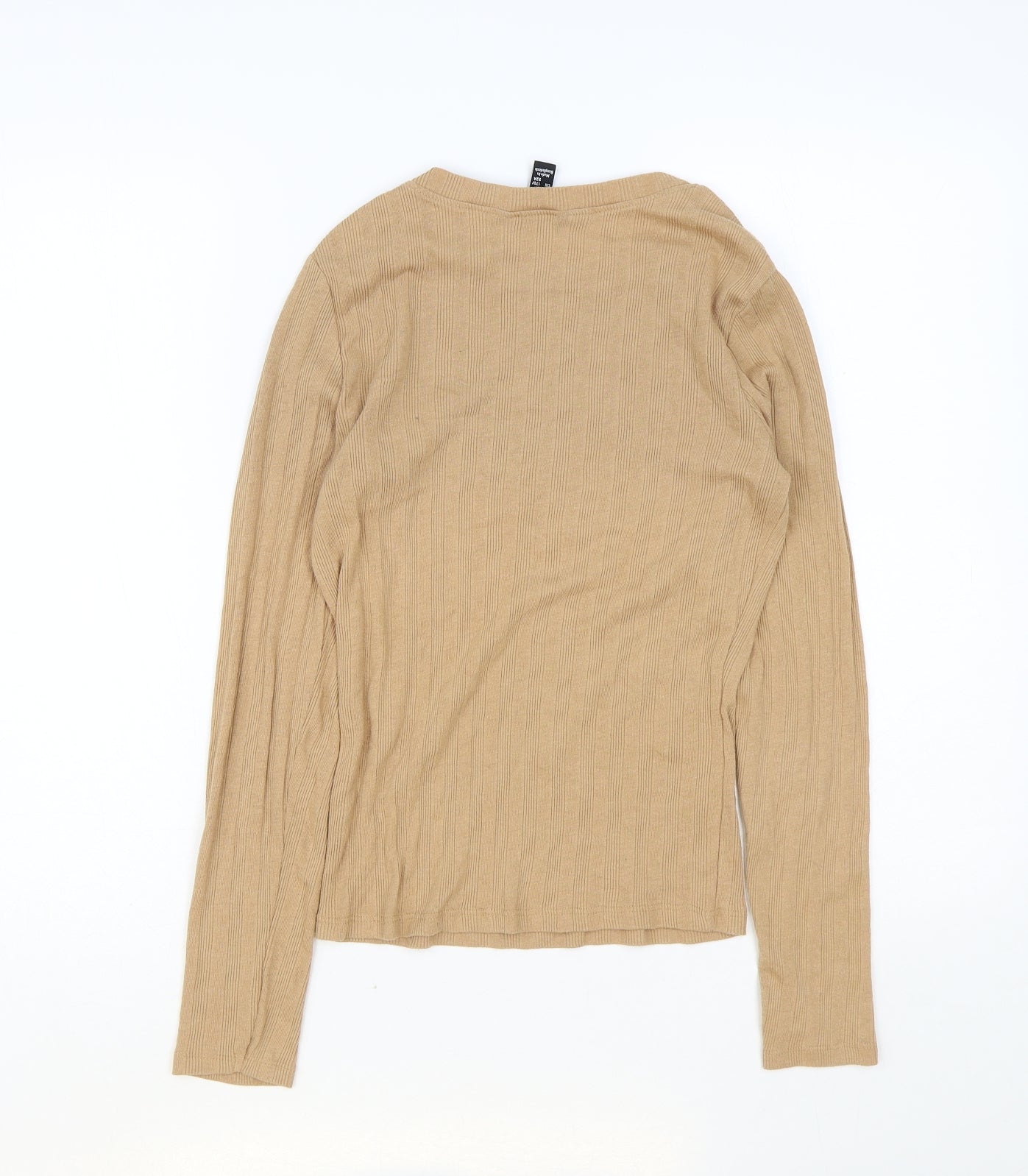 New Look Womens Brown Acrylic Basic T-Shirt Size 12 Round Neck