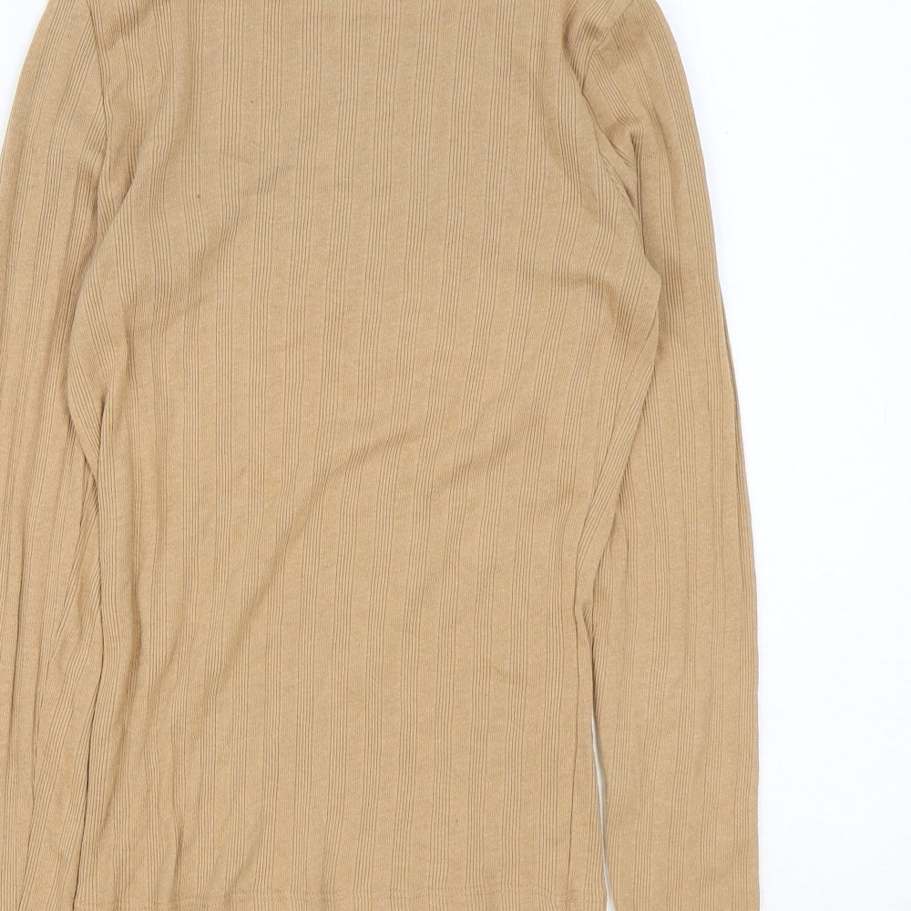 New Look Womens Brown Acrylic Basic T-Shirt Size 12 Round Neck