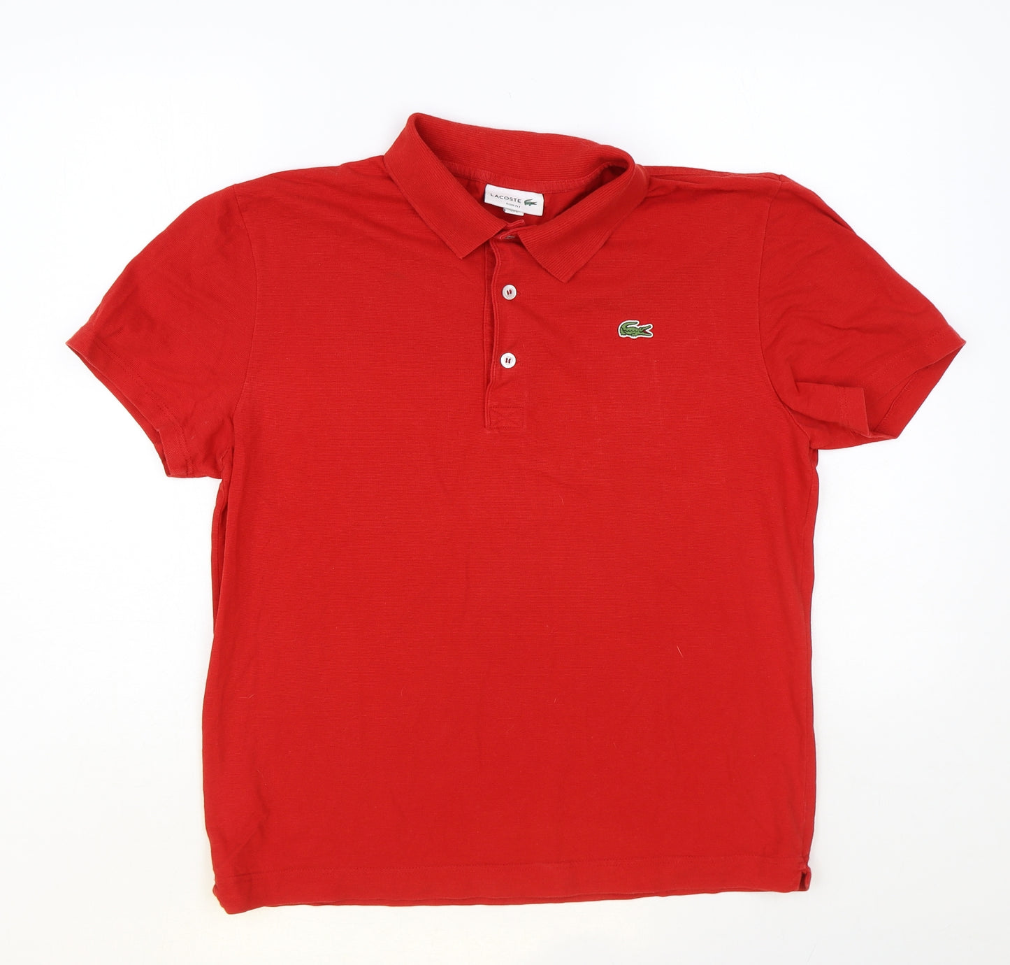 Lacoste Mens Red Cotton Polo Size S Collared Button