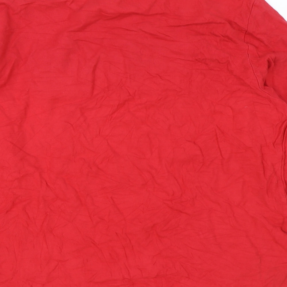 England Mens Red Cotton T-Shirt Round Neck