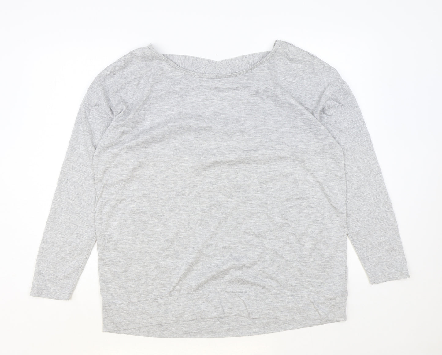 Preworn Womens Grey Polyester Basic T-Shirt Size XL Round Neck