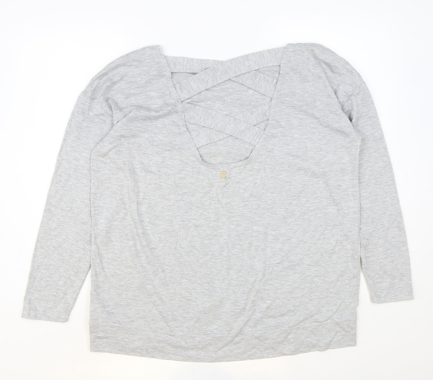 Preworn Womens Grey Polyester Basic T-Shirt Size XL Round Neck