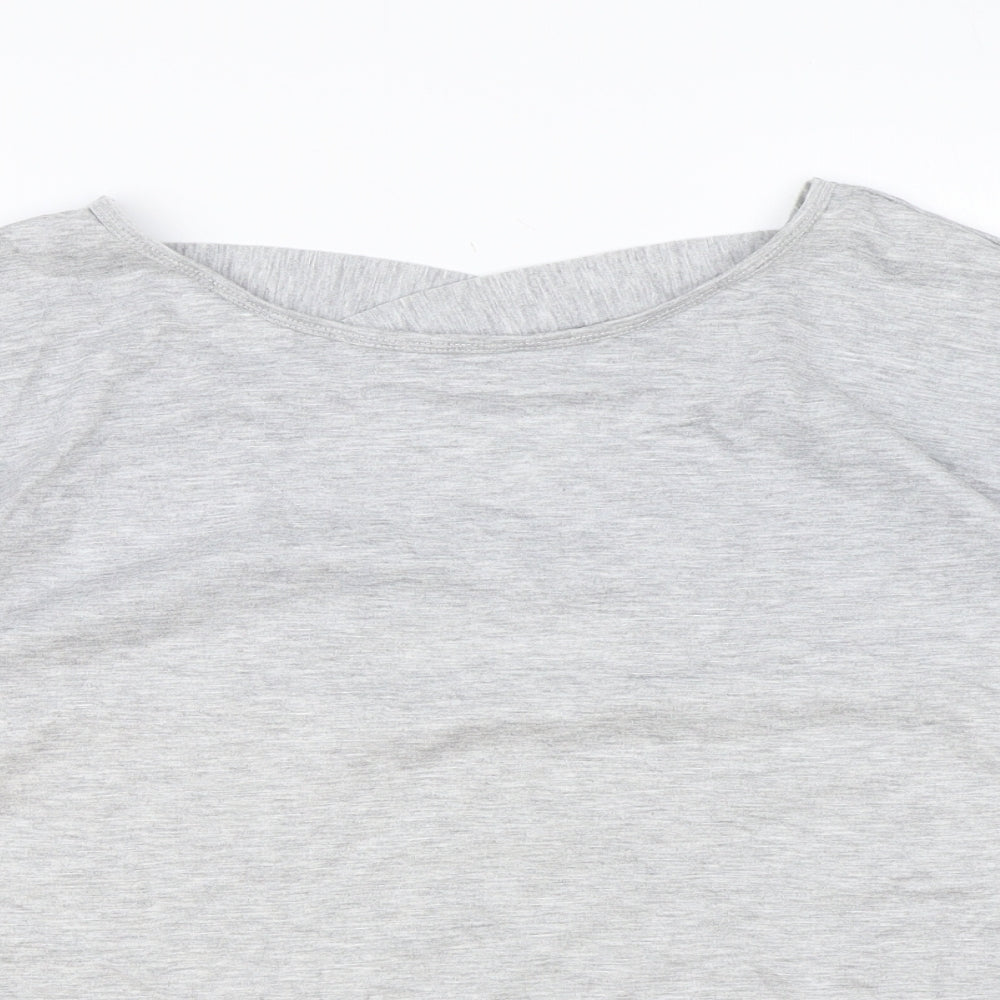 Preworn Womens Grey Polyester Basic T-Shirt Size XL Round Neck