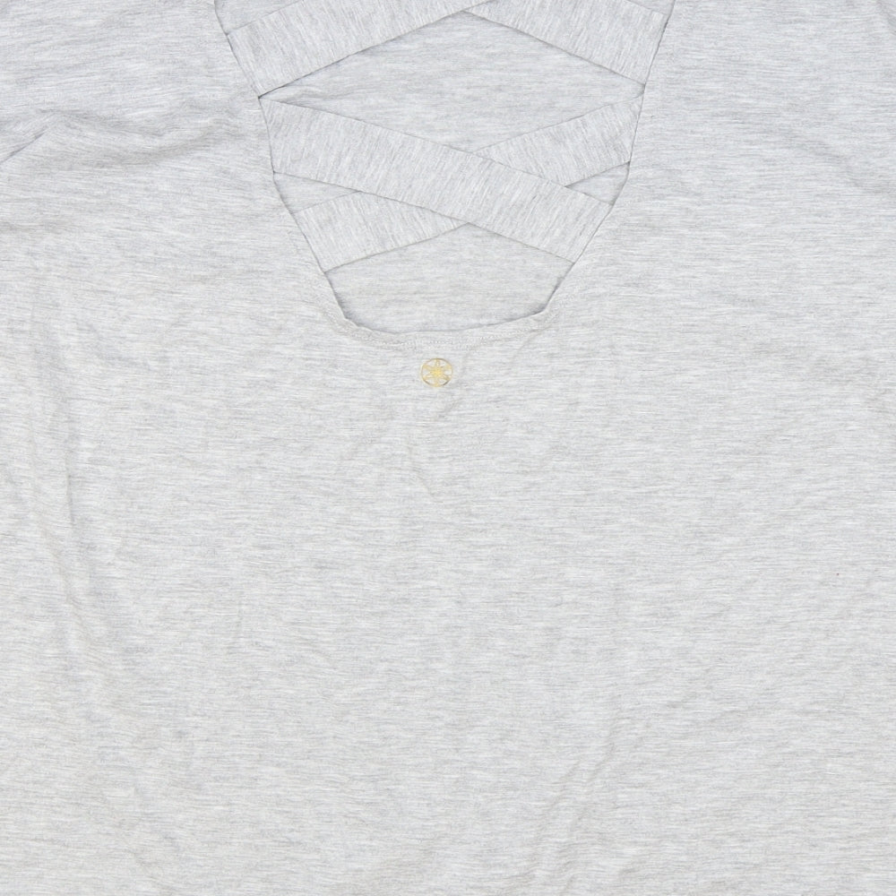 Preworn Womens Grey Polyester Basic T-Shirt Size XL Round Neck