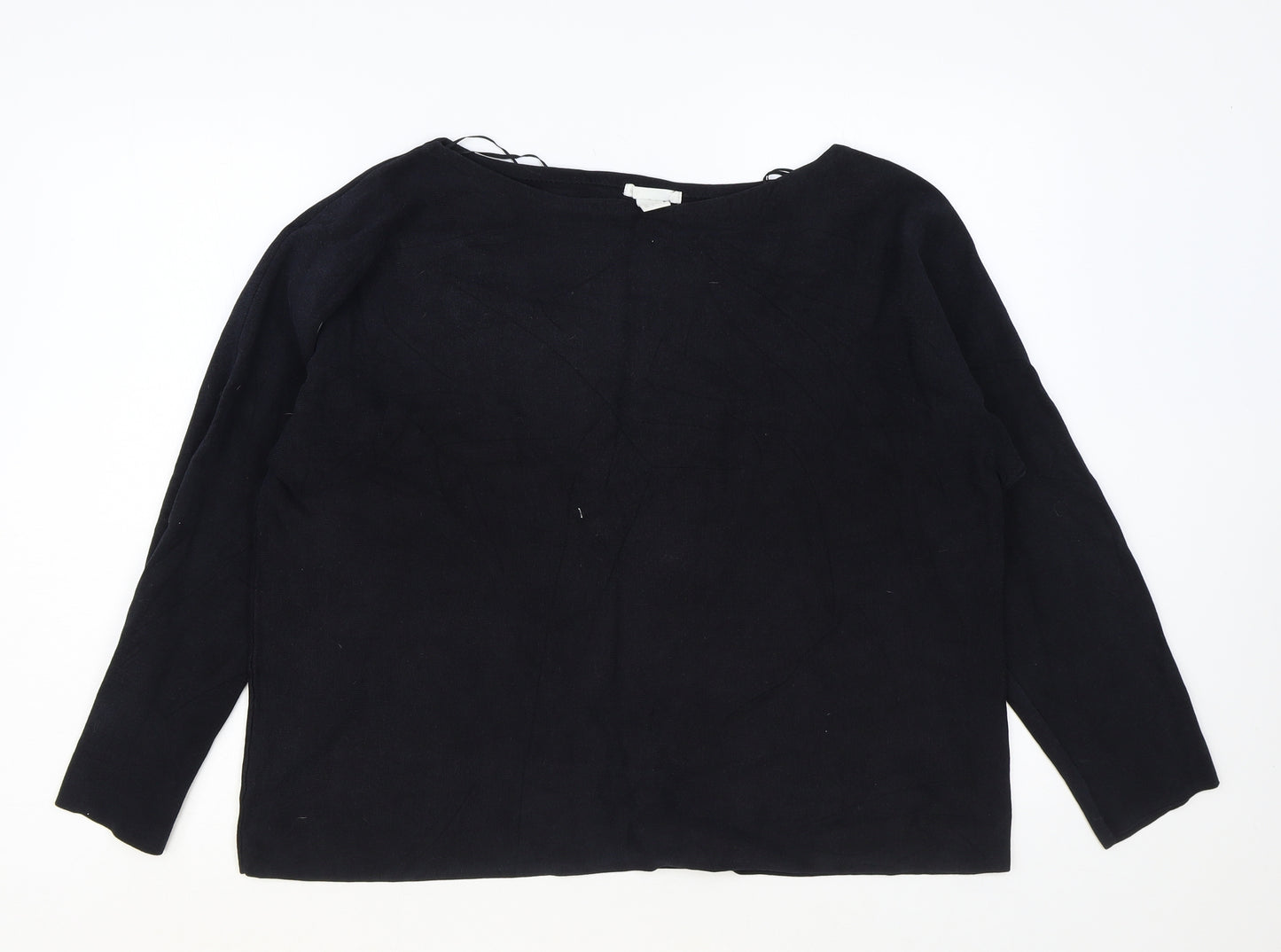 H&M Womens Blue Boat Neck Cotton Pullover Jumper Size L