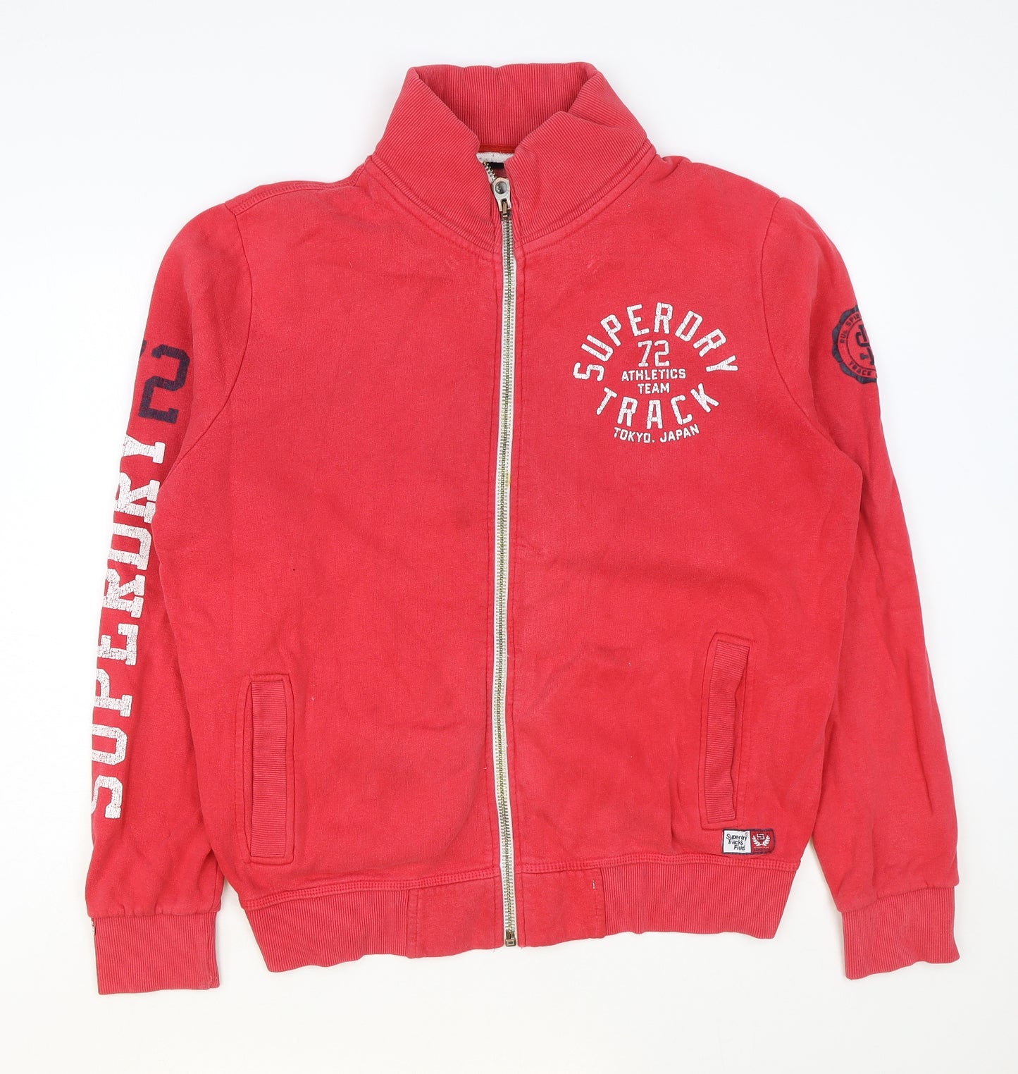 Superdry Mens Red Cotton Full Zip Sweatshirt Size XL