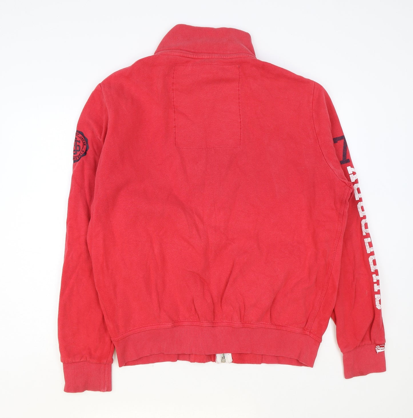Superdry Mens Red Cotton Full Zip Sweatshirt Size XL