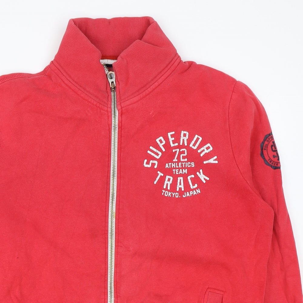 Superdry Mens Red Cotton Full Zip Sweatshirt Size XL