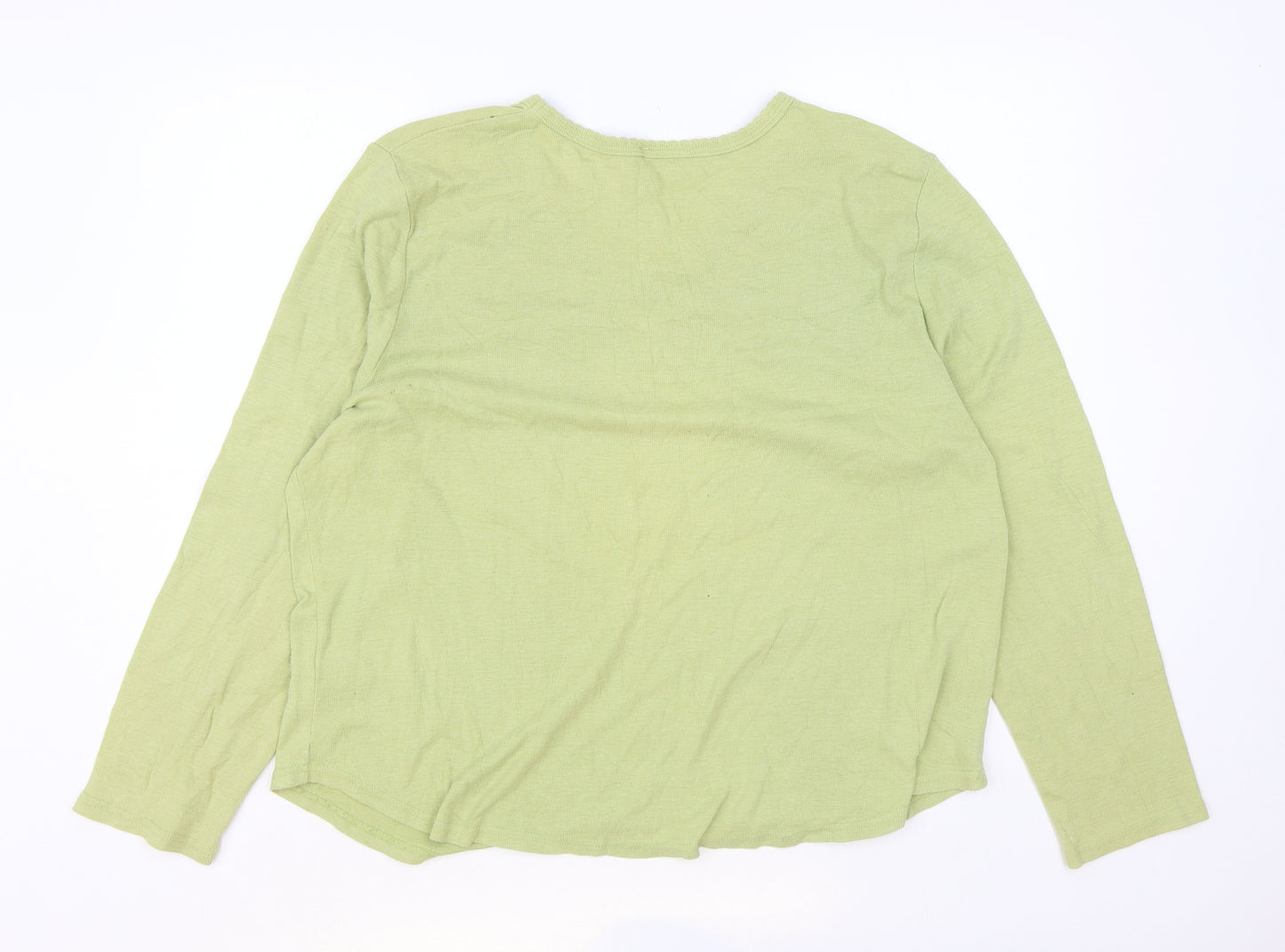 Essence Womens Green V-Neck Polyester Pullover Jumper Size 22