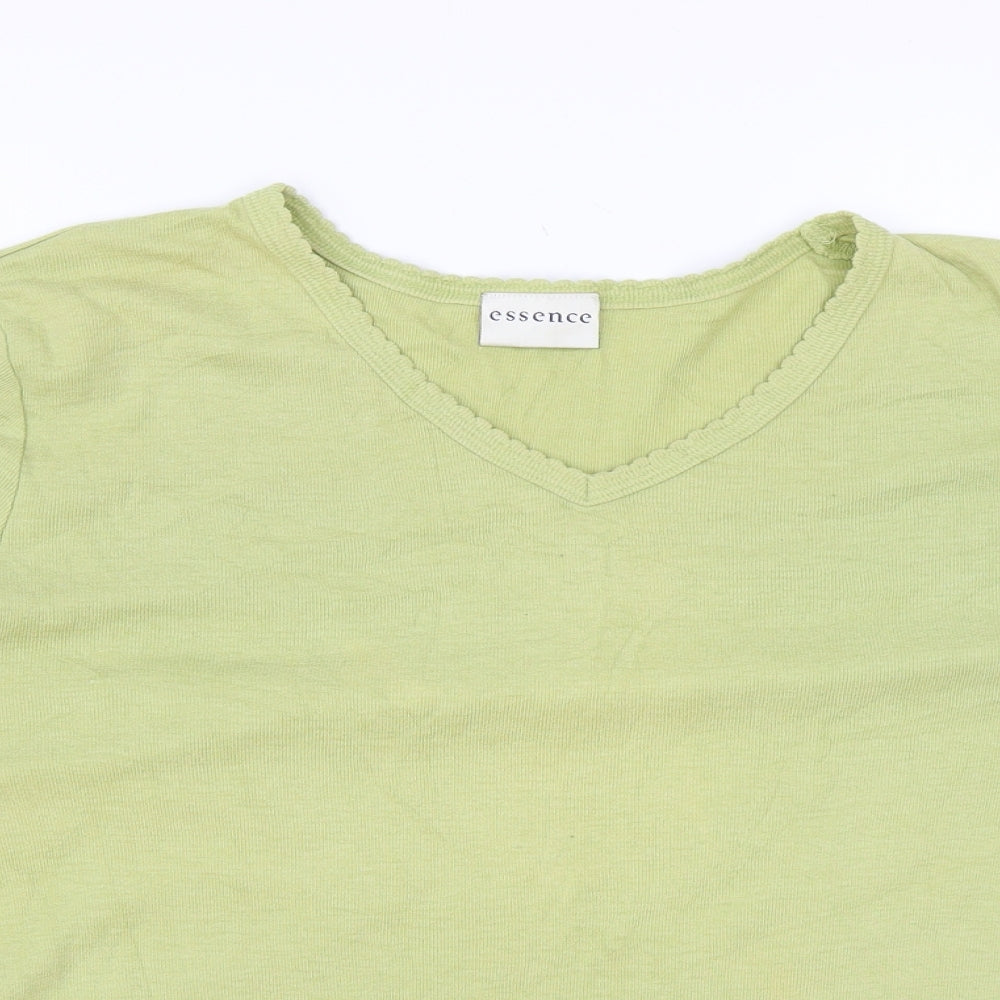 Essence Womens Green V-Neck Polyester Pullover Jumper Size 22