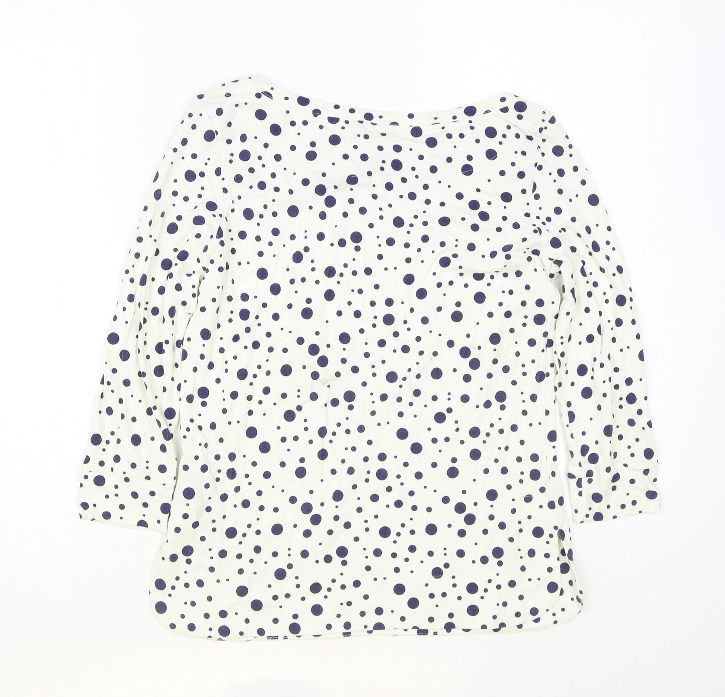 Marks and Spencer Womens Multicoloured Polka Dot Viscose Basic T-Shirt Size 8 Boat Neck