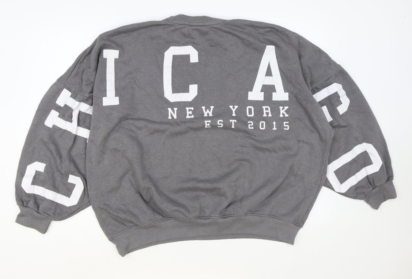 Missy Empire Womens Grey Cotton Pullover Sweatshirt Size 12 Pullover - Chicago