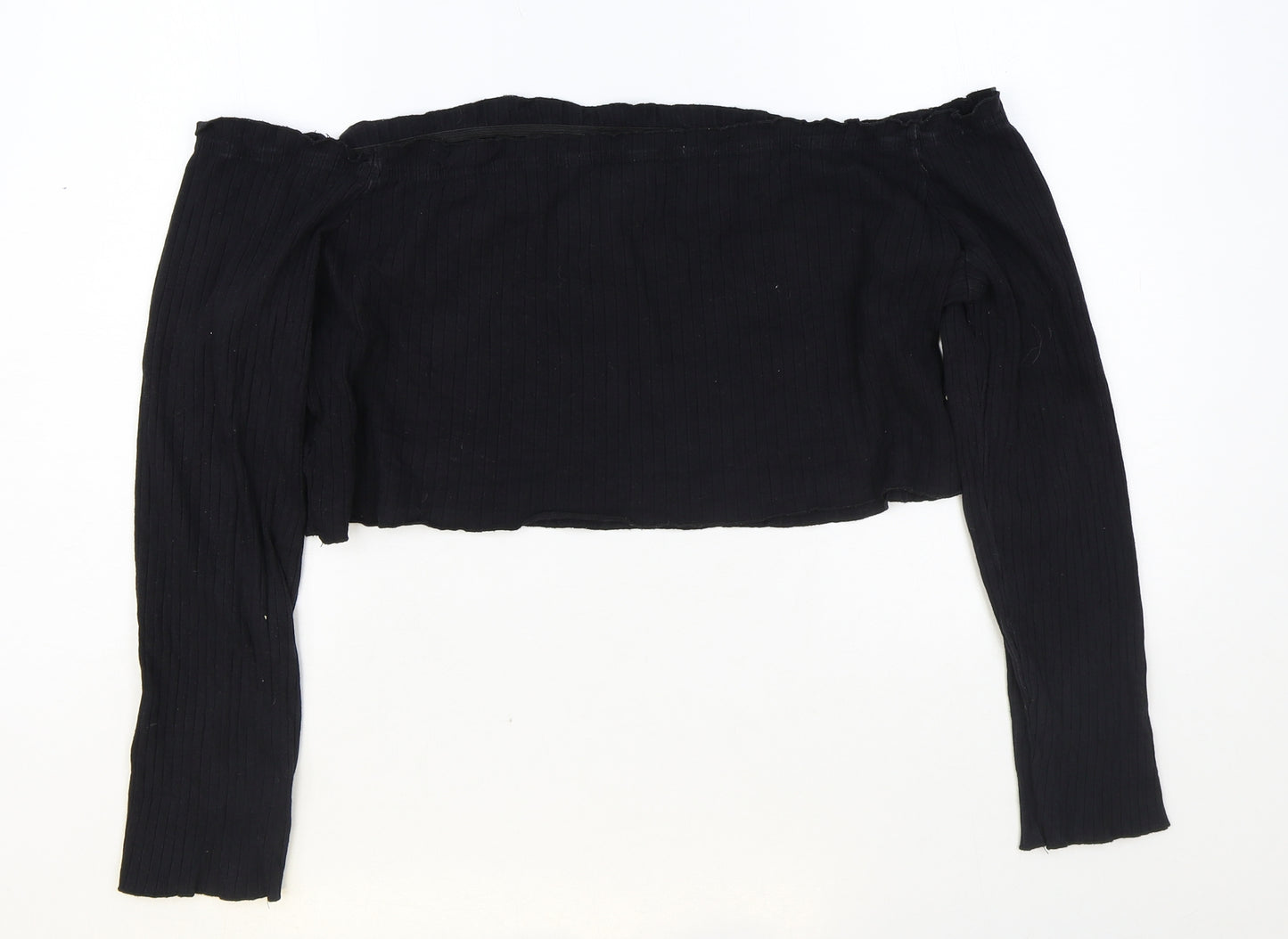 SheIn Womens Black Cotton Cropped T-Shirt Size 4XL Off the Shoulder - Babe
