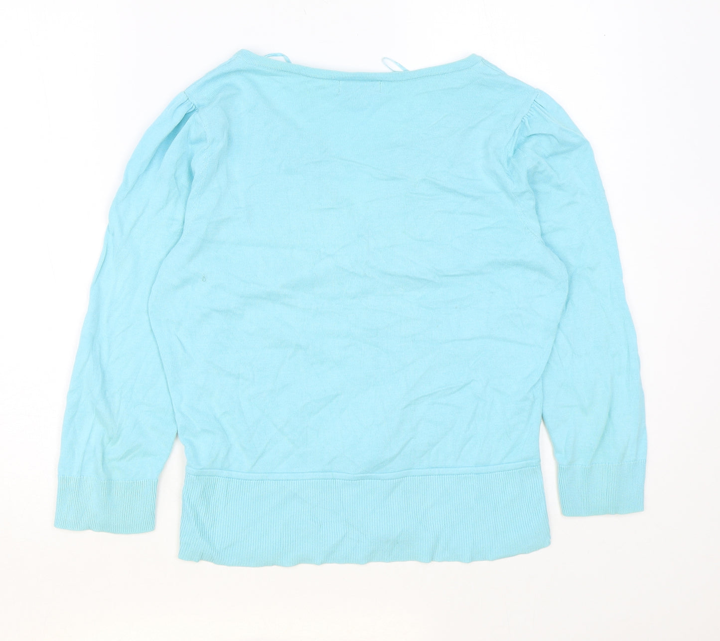 Monsoon Womens Blue V-Neck Cotton Cardigan Jumper Size 12