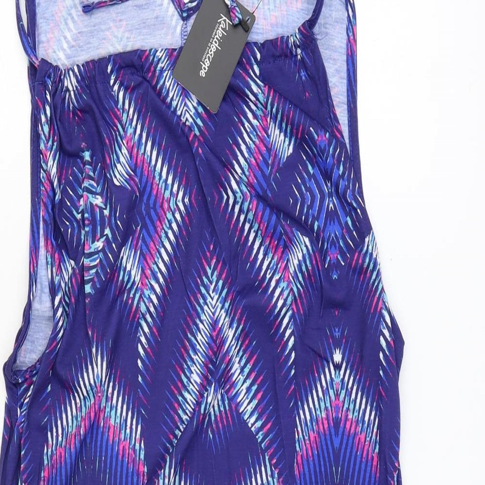 Kaleidoscope Womens Multicoloured Geometric Polyester Shift Size 14 Halter Pullover
