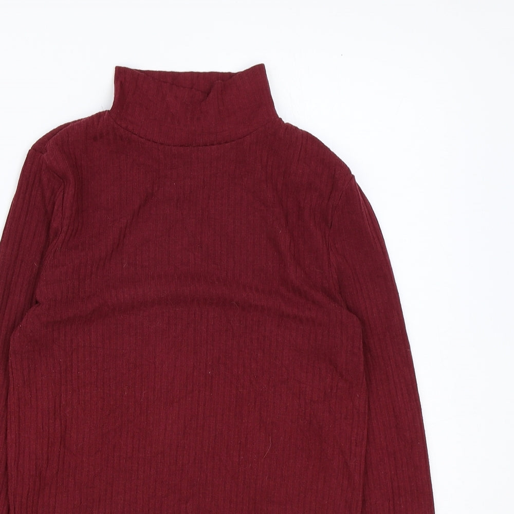 Mango Womens Red High Neck Cotton Pullover Jumper Size S