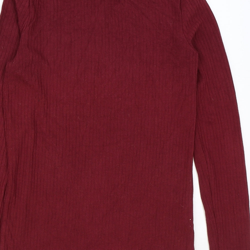 Mango Womens Red High Neck Cotton Pullover Jumper Size S