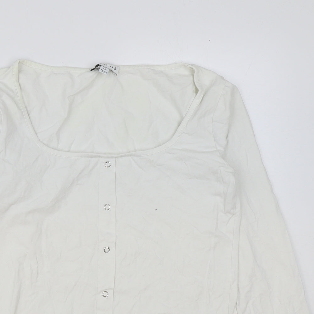 Warehouse Womens White Cotton Basic T-Shirt Size 12 Square Neck