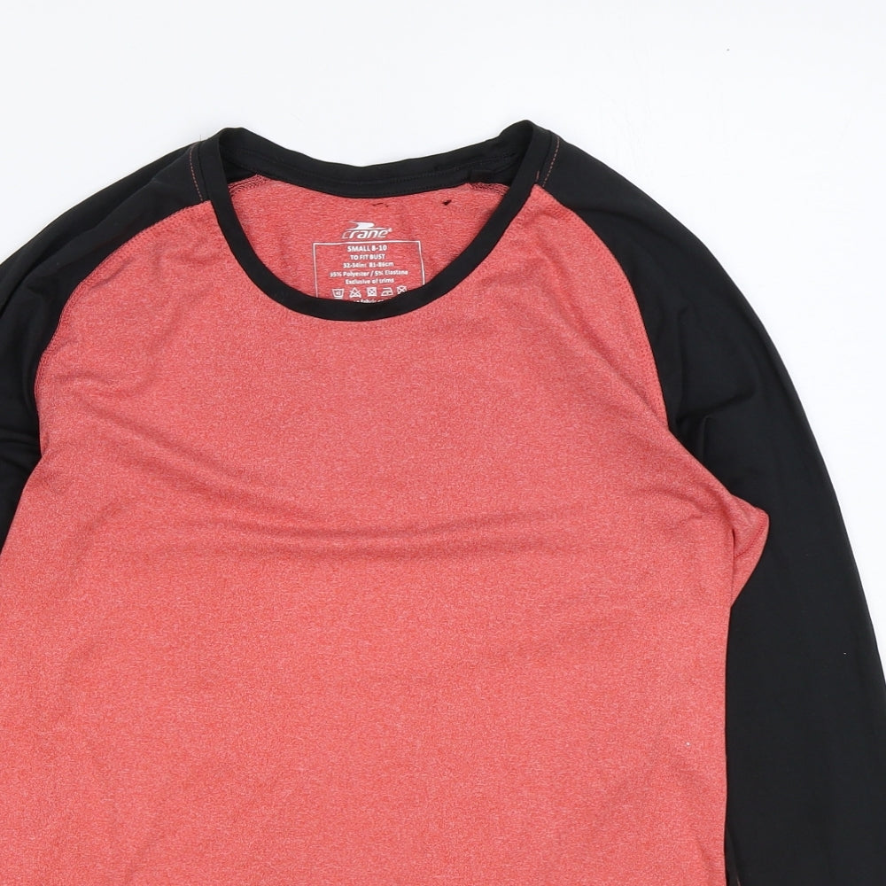 Crane Womens Red Polyester Basic T-Shirt Size S Round Neck Pullover