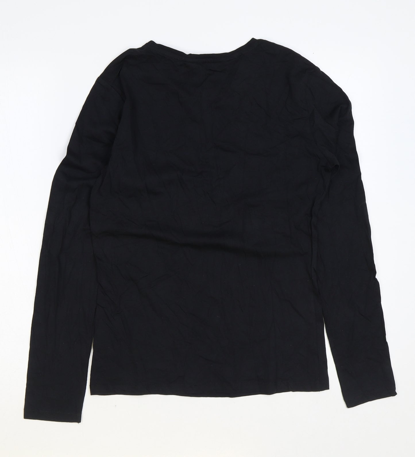 Miss e-vie Girls Black Cotton Basic T-Shirt Size 13-14 Years Round Neck Pullover - Paris