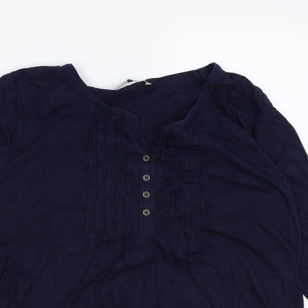 TU Womens Blue Cotton Basic T-Shirt Size 16 V-Neck