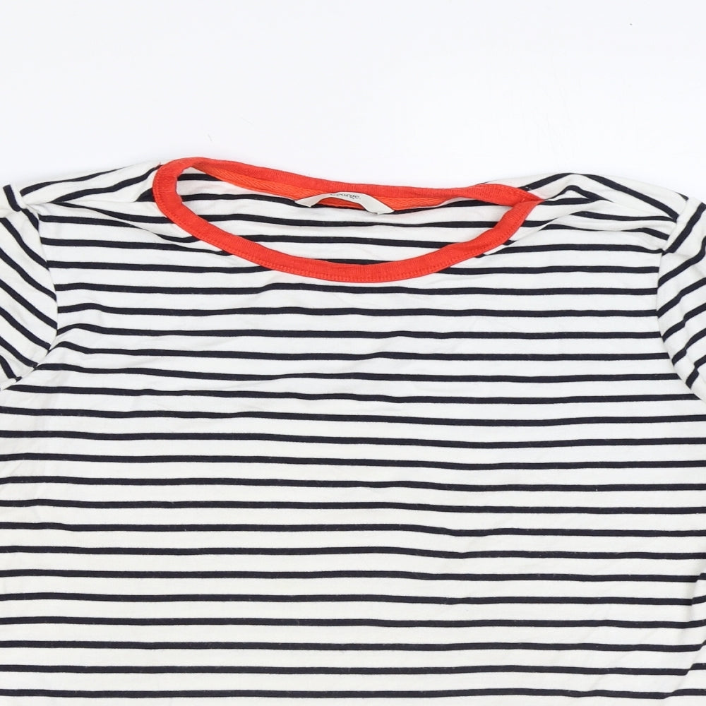 George Womens Multicoloured Striped Viscose Basic T-Shirt Size 14 Round Neck