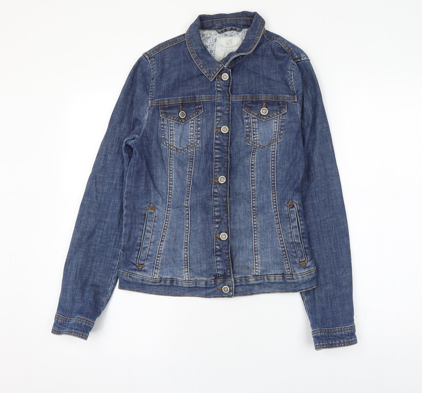 White Stuff Womens Blue Jacket Size 10 Button