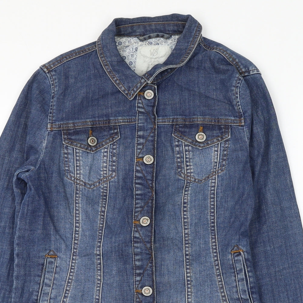 White Stuff Womens Blue Jacket Size 10 Button