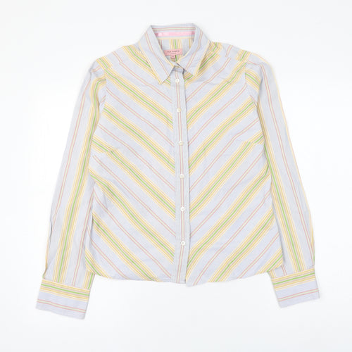 Ted Baker Womens Multicoloured Striped Cotton Basic Button-Up Size M Collared