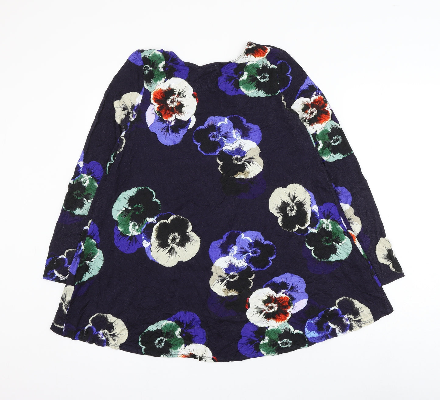 Phase Eight Womens Blue Floral Viscose Basic Blouse Size 10 Round Neck