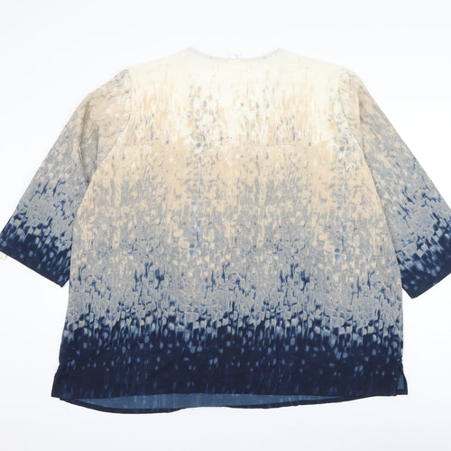 Preworn Womens Multicoloured Geometric Polyester Basic Blouse Size 26 Scoop Neck