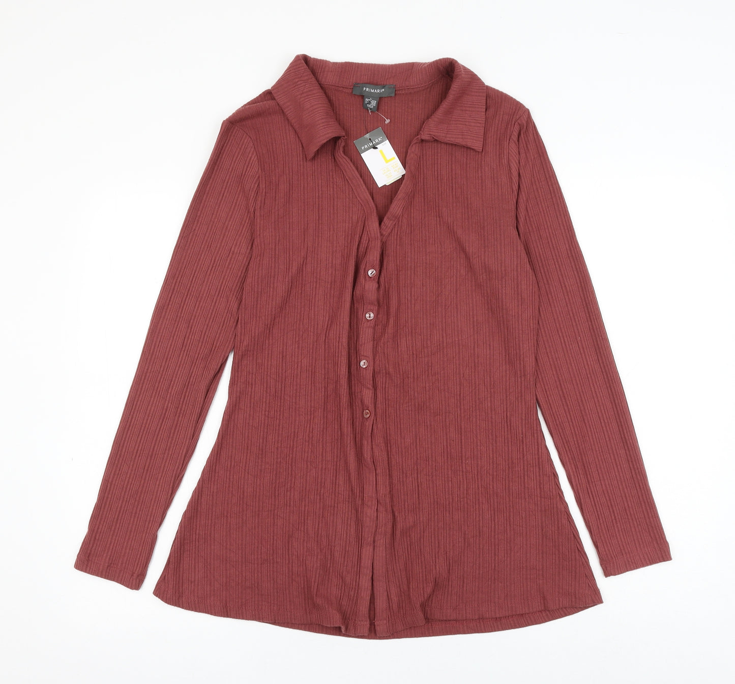 Primark Womens Red Polyester Basic Blouse Size 14 Collared