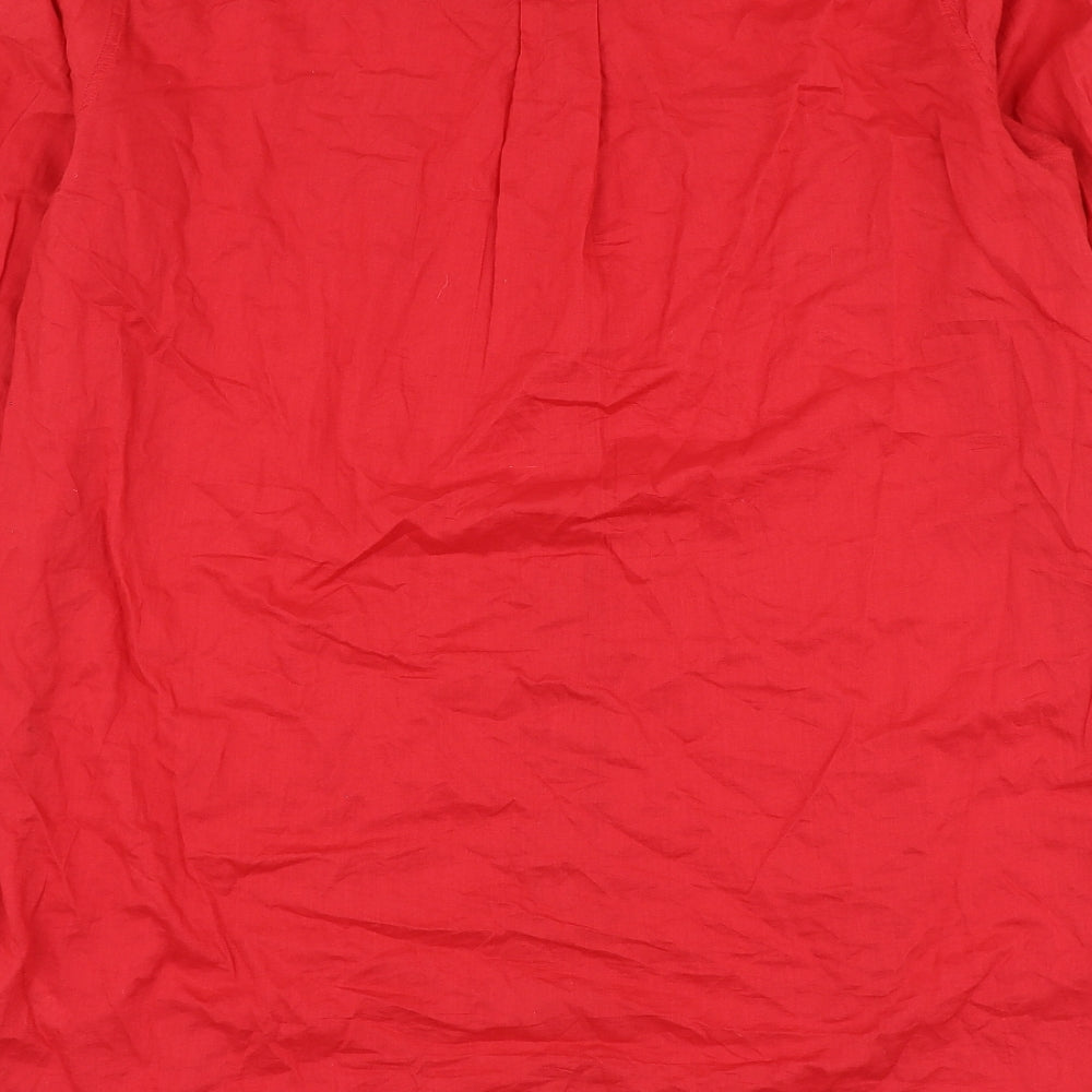 BHS Womens Red Cotton Basic Button-Up Size 16 Collared