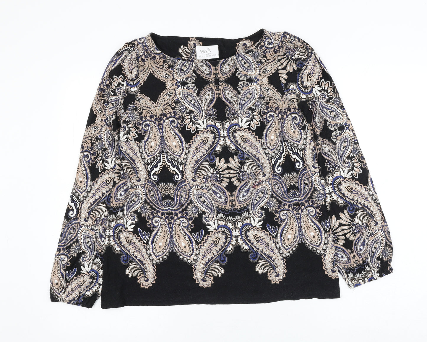 Wallis Womens Multicoloured Paisley Viscose Basic Blouse Size 14 Boat Neck